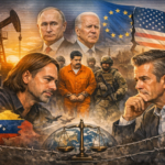 Illustration zur Podcastfolge Lanz & Precht über Venezuela: Geopolitische Machtpolitik, Völkerrecht, Ölinteressen und internationale Akteure im Spannungsfeld zwischen USA, Europa und Russland